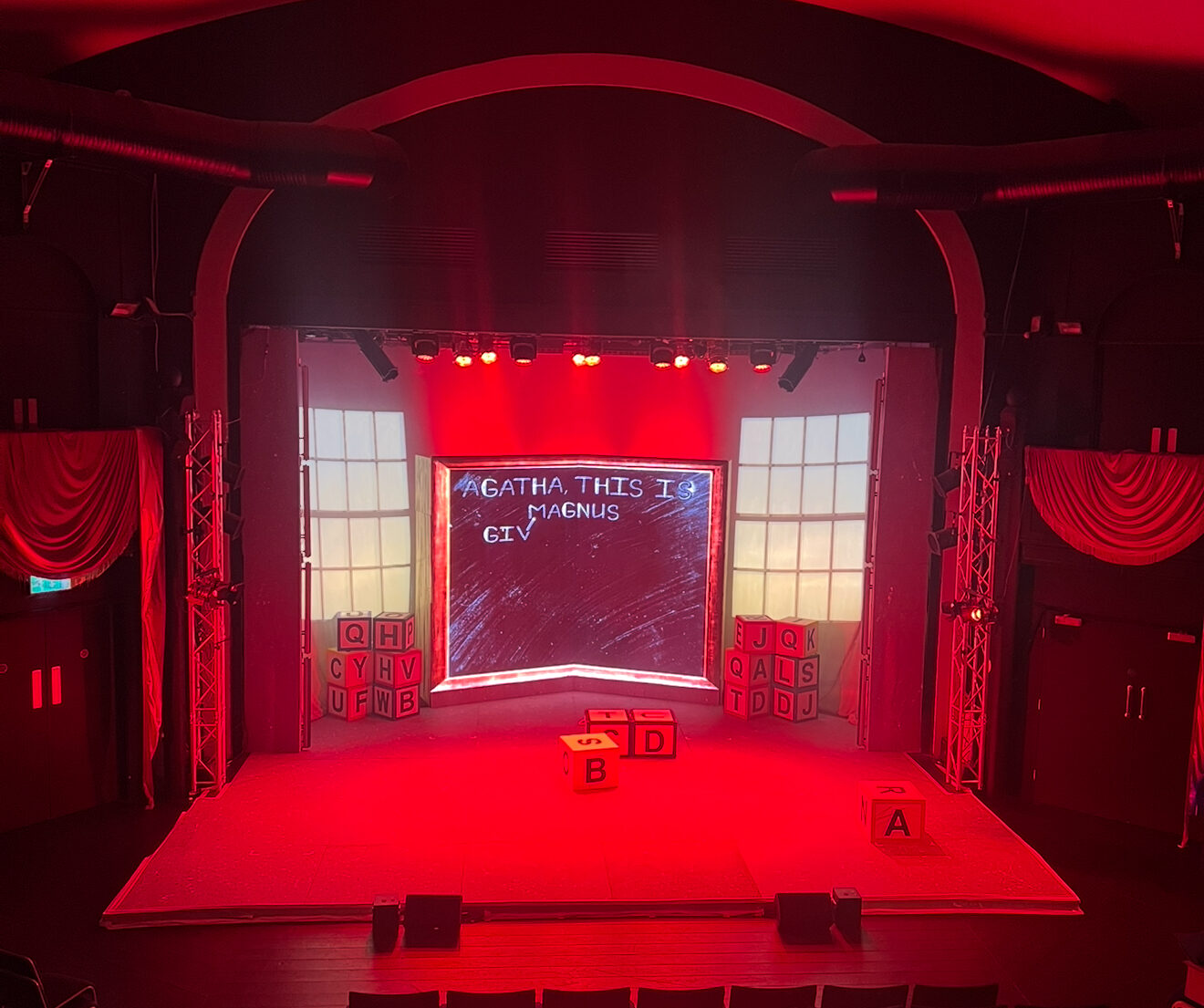 Full production for Matilda - video wall, lighting, and sound