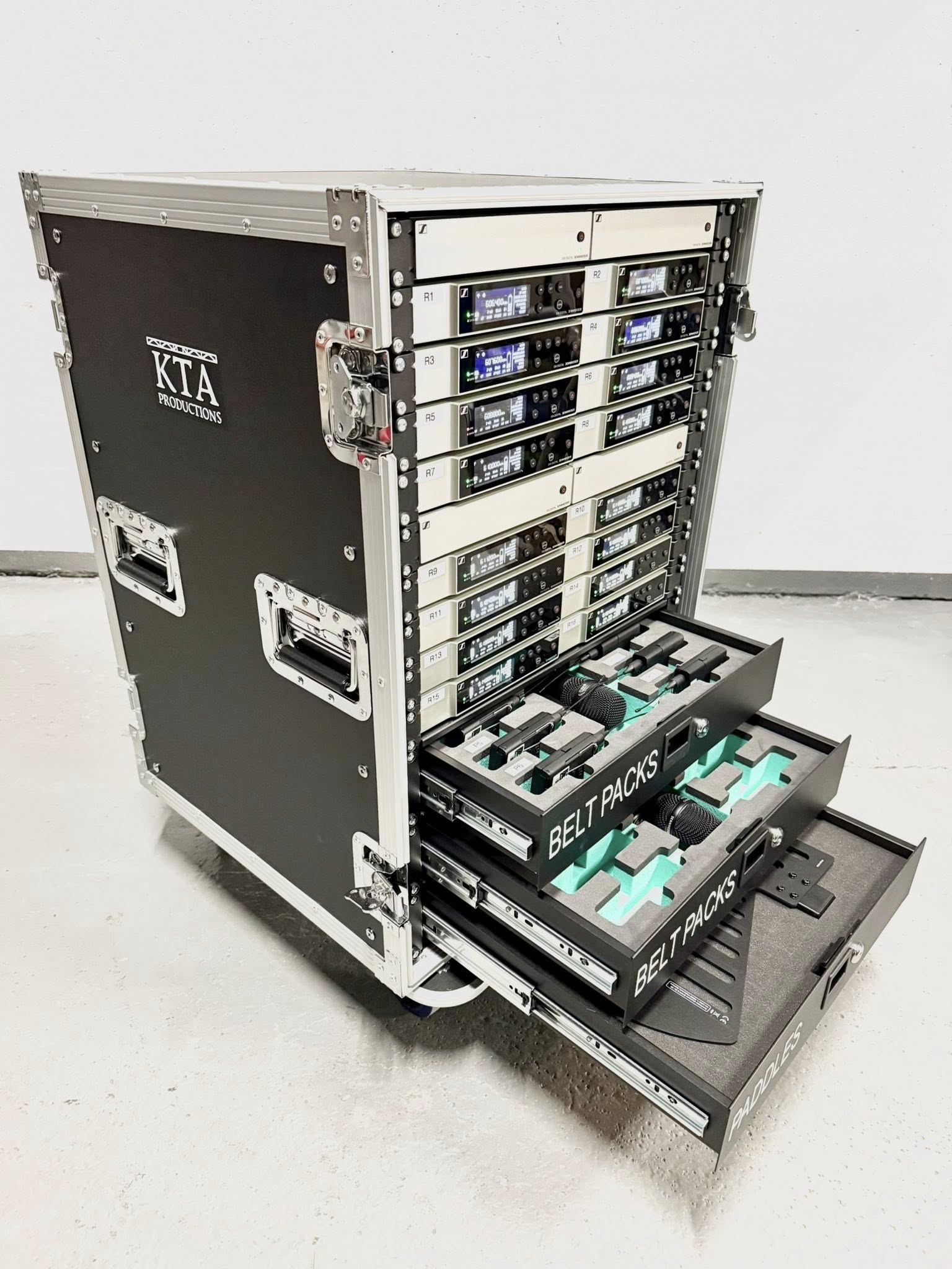 KTA Productions wireless microphone rack system